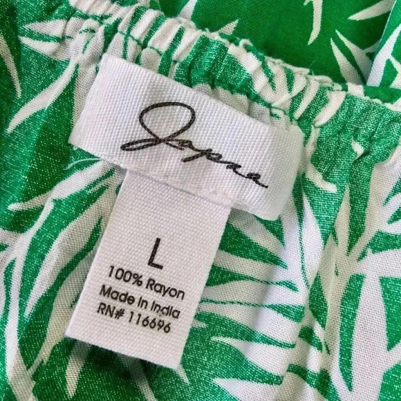 Japna Womens Green Tropical Print Flutter Side Slit Strapless Maxi Dress Large - Picture 7 of 10
